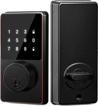 Smart Keyless Door Lock with Touchscreen Keypad – Password & App Unlock, Easy Install, Supports 50 User Codes