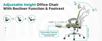 Ergonomic Reclining High Back Mesh Chair - Rocking Gaming & Computer Desk Chair with Lumbar Support Pillow and Swivel Rolling Base