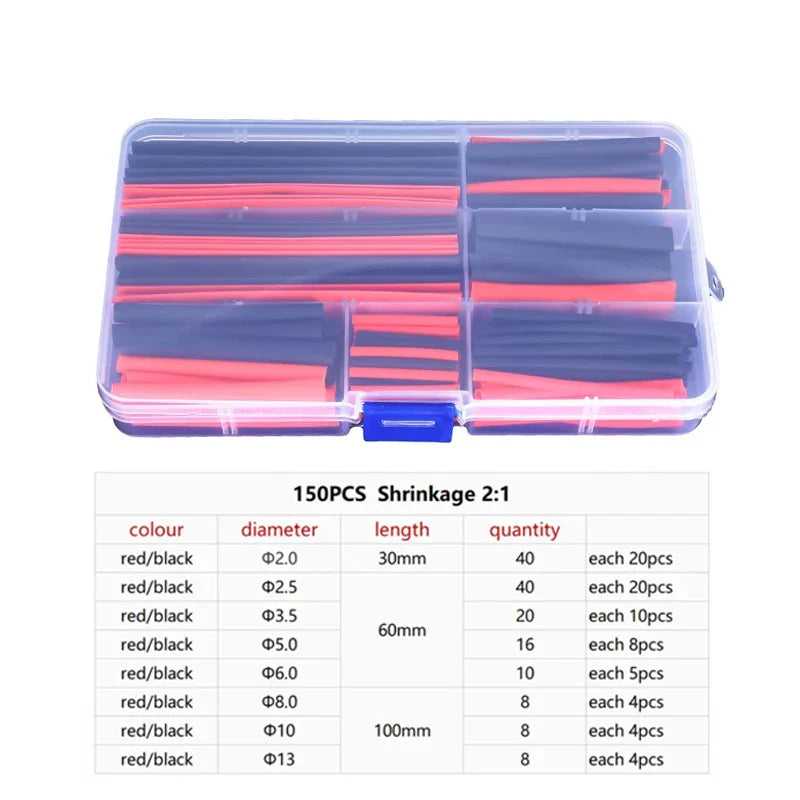 150PCS Insulation Heat Shrink Tubing Kit - 2:1 Thermoresistant Shrink Wrap for Cable Protection