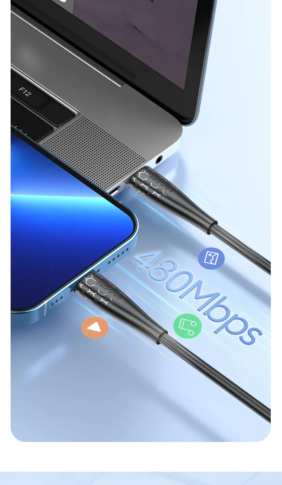 Toocki 2.4A Lightning Cable – Fast Charging USB Cord for iPhone 14/13/12/11 Pro Max, iPad, 8/7 Plus