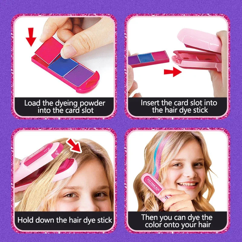 Children's Simulated Hair Dyeing Stick Set - DIY Hair & Makeup Tools, Girls' Hair Accessories & Toy Gifts