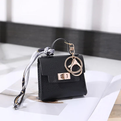 Luxury Mini Coin Purse - Fashionable Silk Scarf Bracelet Keychain Pendant Bag Accessory