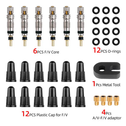 Deemount Presta Valve Core Replacement — Brass FV Nozzle with Alloy Remover Tool for MTB & Road Bikes