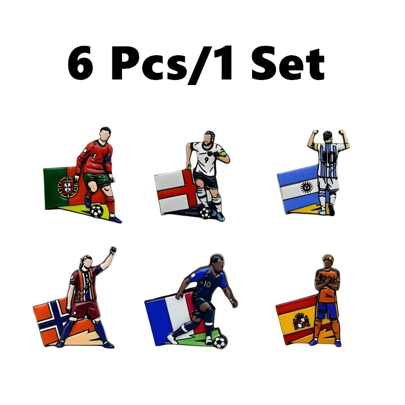 Football Enamel Brooch Pins - 3-Piece Soccer Player Lapel Badge Set for Backpacks, Clothing & Fans
