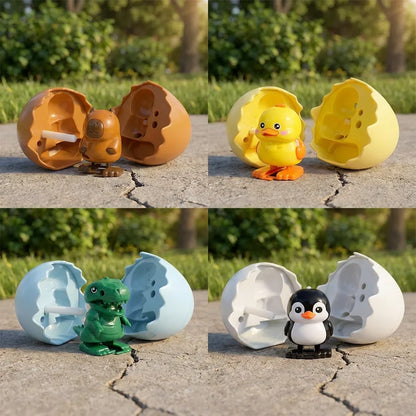 Cute Wind-Up Bouncing Egg Chick Toy – Funny Jumping Animal Stress Relief Toy for Kids