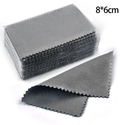 50pcs Silver Polishing Cloths – Soft Cleaning Wipes for Necklaces, Rings & Jewelry Care (10x6.5cm & 8x8cm)
