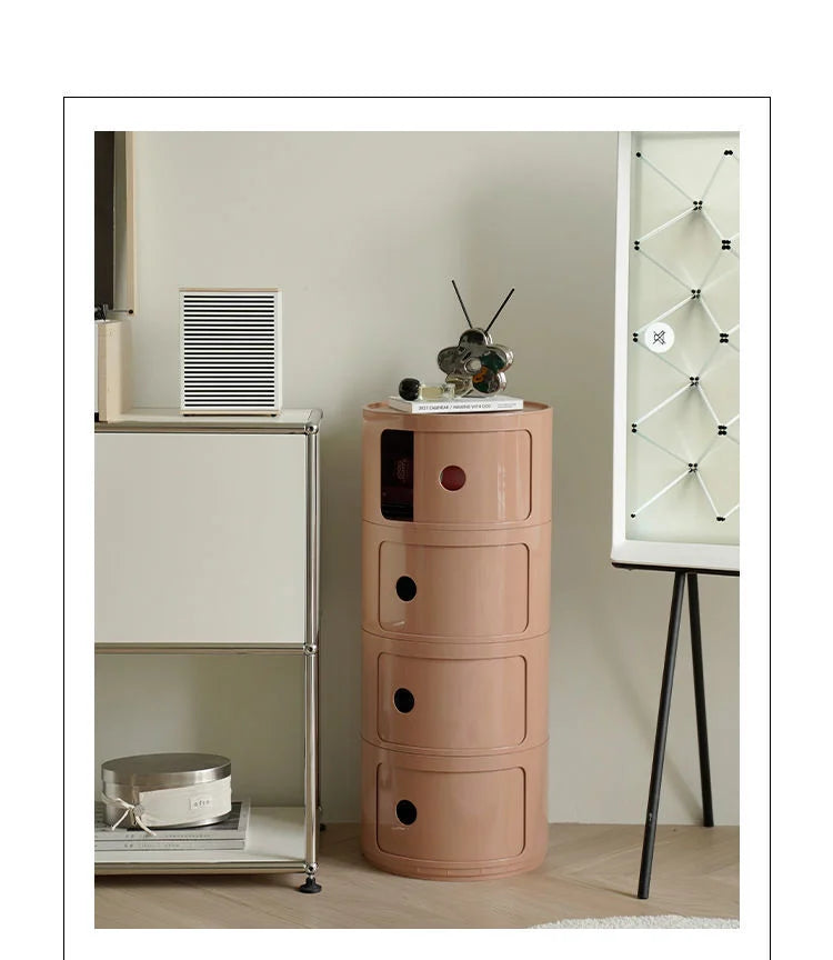 Nordic Round Bedside Table – Mini 2/3/4/5 Layer Cute Storage Cabinet, Creative Living Room & Bedroom Furniture