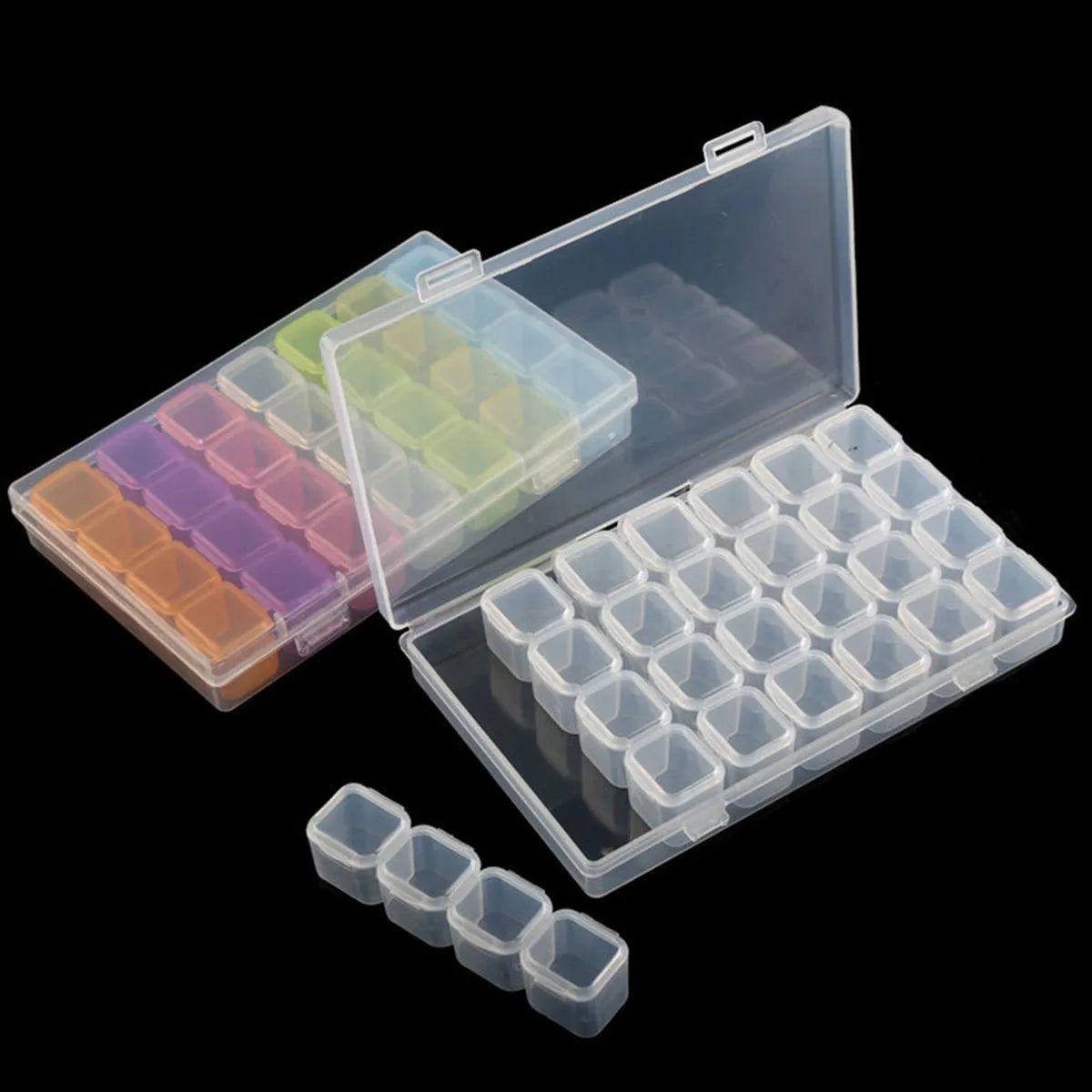 Plastic Storage Box with 28/32/48/56/64 Slots – DIY Diamond Painting Beads, Charms & Jewelry Accessories Organizer