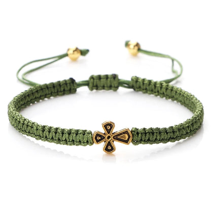 Prayer Cross Rope Bracelet - Handmade Adjustable Nylon Lucky Bangle Jewelry Gift for Women & Men