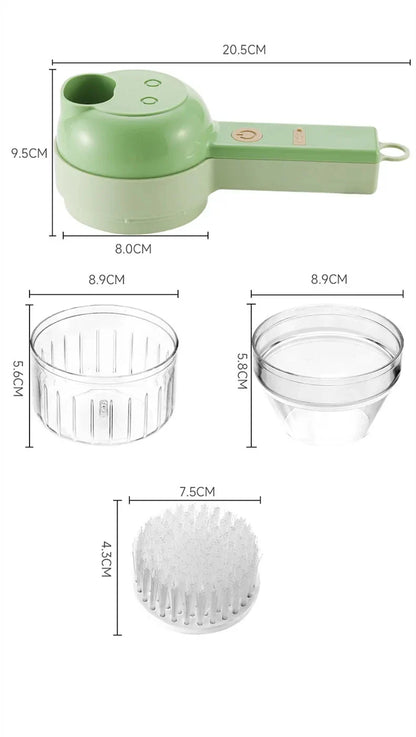 4-in-1 Electric Vegetable Cutter – Handheld Wireless Food Chopper, Garlic Masher & Meat Grinder