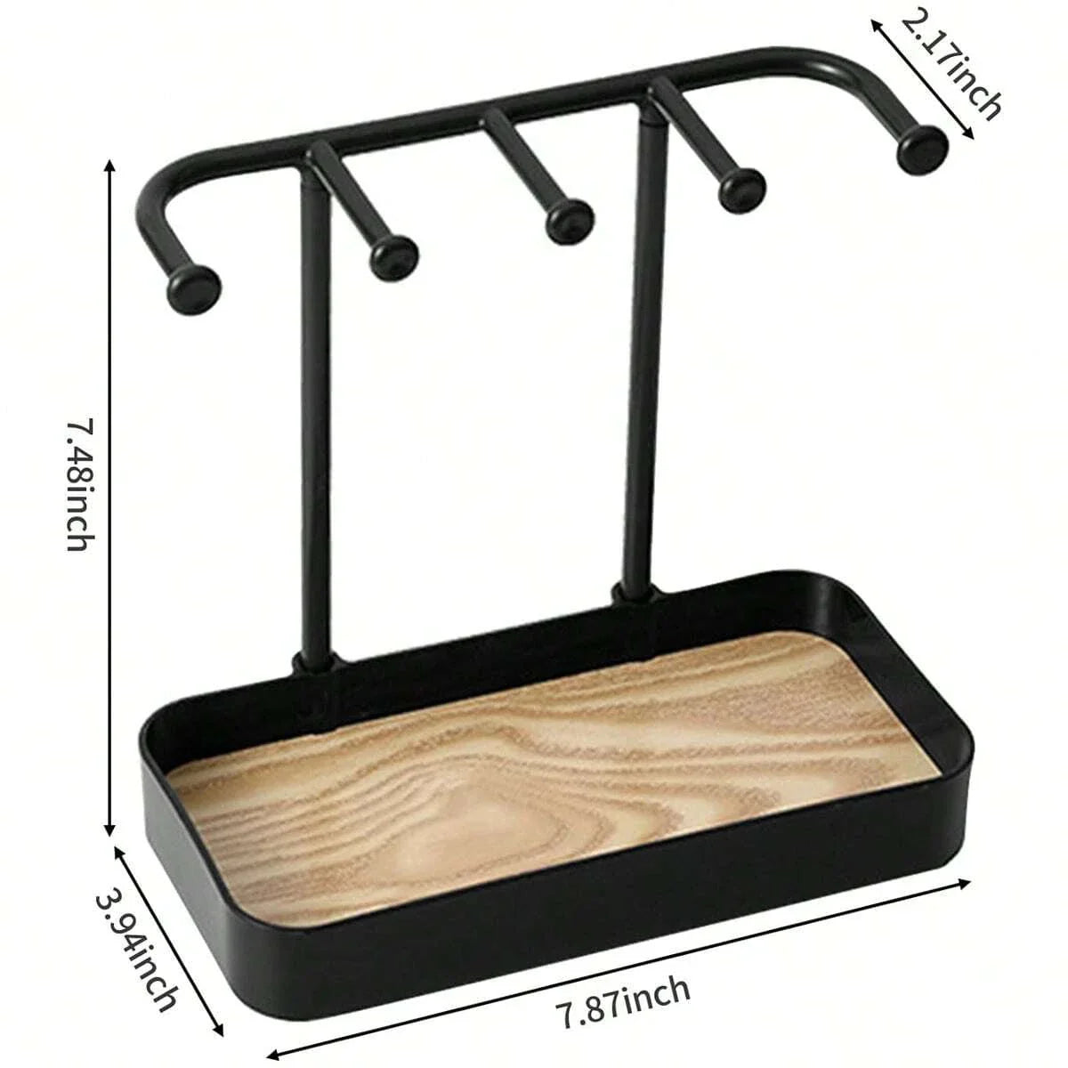 Bedroom Desktop Jewelry Storage Holder | Earrings and Necklaces Rack with Wooden Base | Bracelet Hanging Organizer