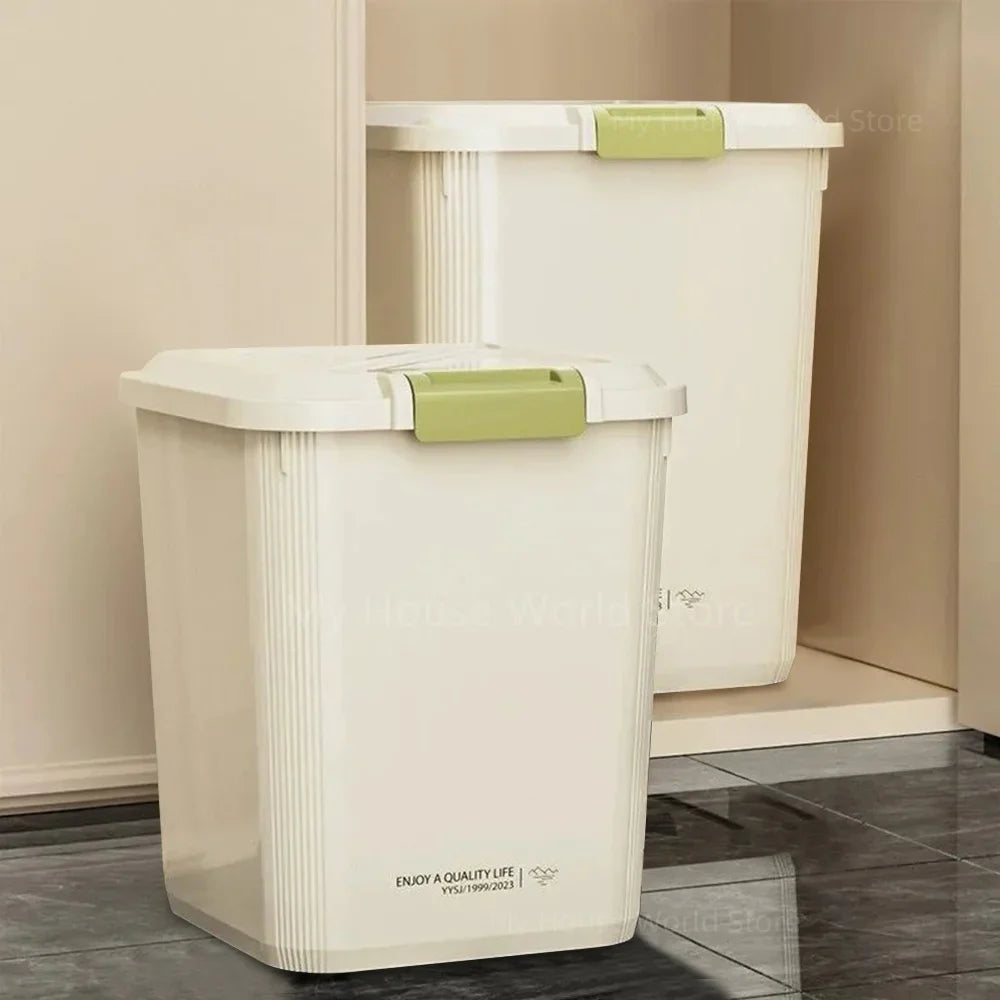10KG Rice Storage Container - Sealed Cereal Dispenser with Buckle, Insect-Proof Grain & Pet Food Organizer