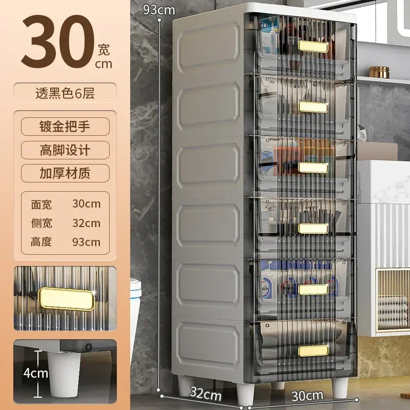 Transparent Bathroom Storage Cabinet – Luxury Visible Light Floor-Mounted Dustproof Narrow Organizer