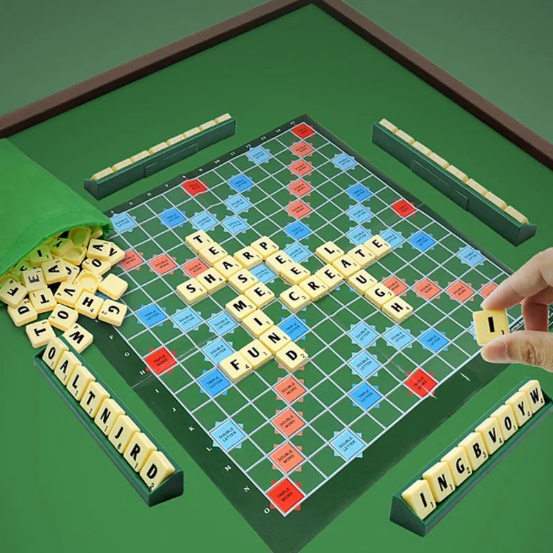 English Spelling Solitaire Box – Alphabet Chess & Scrabble Puzzle, Educational Toy for 2-4 People, Travel Board Game