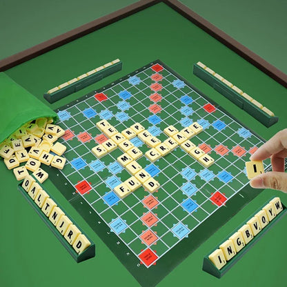 English Spelling Solitaire Box – Alphabet Chess & Scrabble Puzzle, Educational Toy for 2-4 People, Travel Board Game