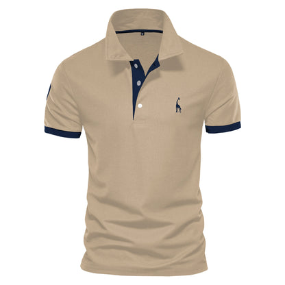 Men's Giraffe Embroidered Polo Shirt - Short Sleeve Casual Business Summer Top