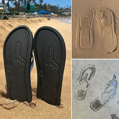 Middle Finger Figure Slippers - Funny Quick-Dry Non-Slip Summer Beach Flip Flops