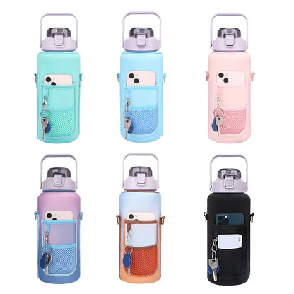 2L Water Bottle Insulator Sleeve with Strap - Portable Tumbler Bottle Case for Camping and Outdoor Sports - Drinkware Protection Bag
