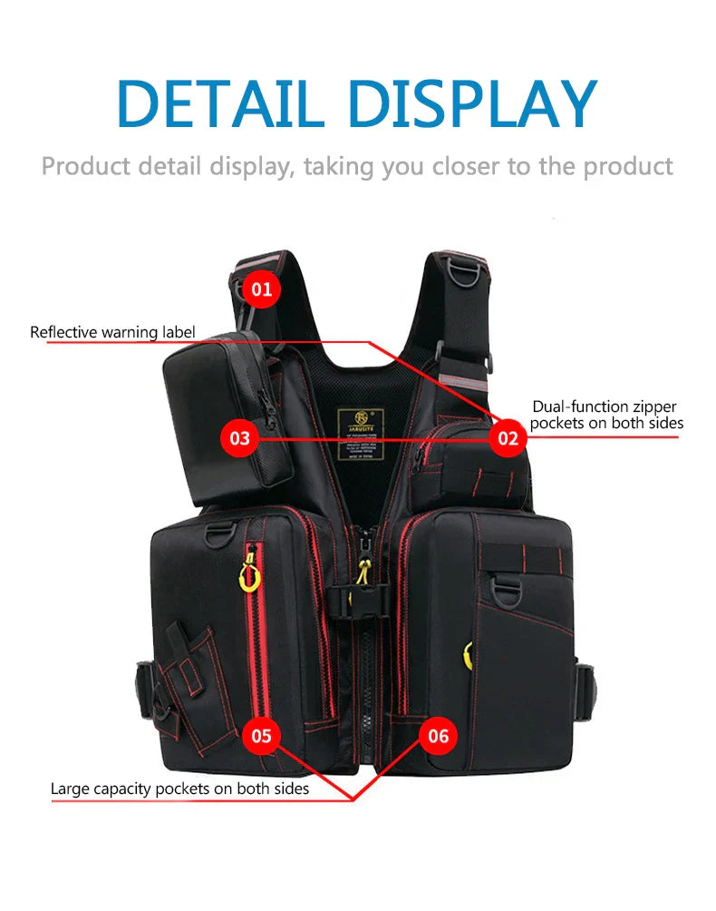 Multi-Functional Life Jacket Vest for Outdoor Fishing – Safety Vest with Storage Pockets & Buoyant Materials