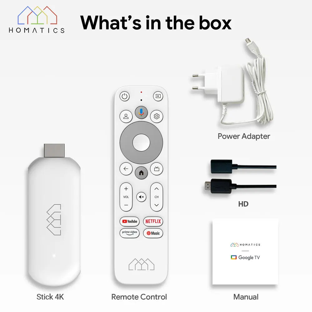 HOMATICS 4K TV Stick – Google Certified, Netflix, 2GB+32GB, Dolby Atmos, Amlogic S905Y4, WiFi Streaming Box