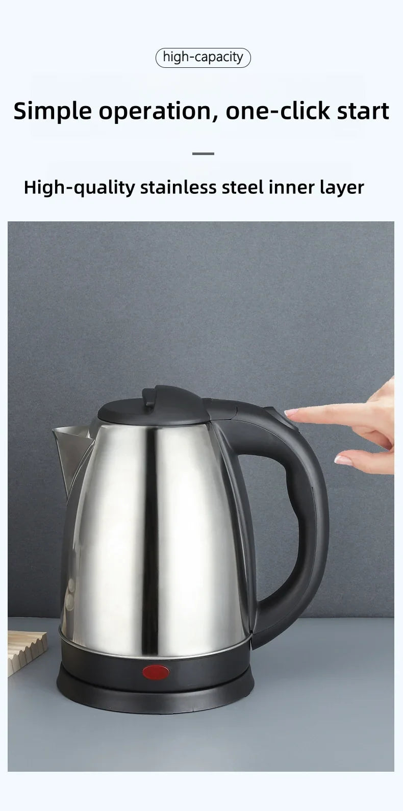 2L Travel Electric Kettle | Stainless Steel Portable Water Boiler for Tea & Coffee