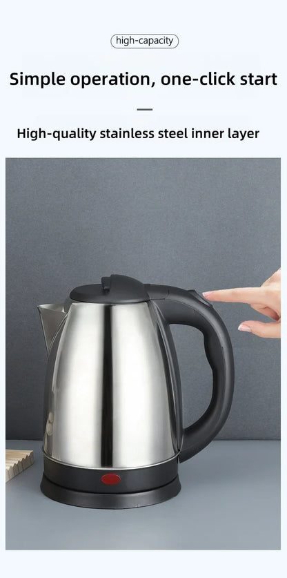 2L Travel Electric Kettle | Stainless Steel Portable Water Boiler for Tea, Coffee & Kitchen