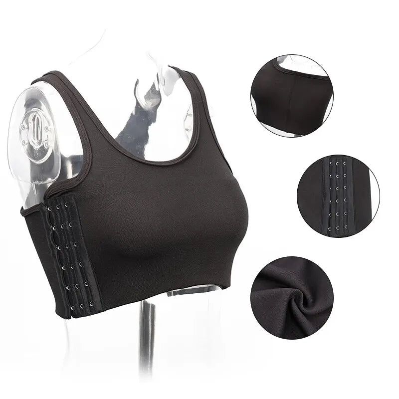 Seamless Flat Breast Binder Tank Top - Tomboy Underwear for Women - Summer Short Vest Bustier Shaper
