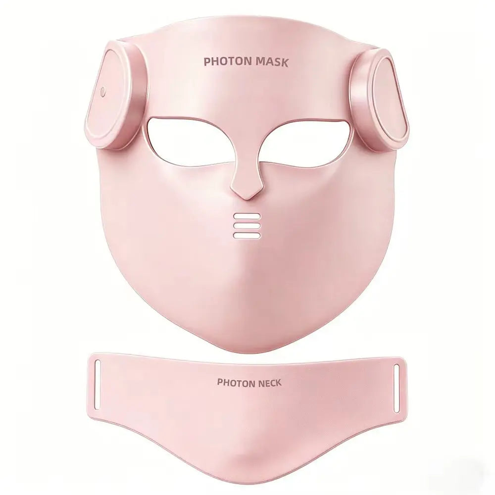 8-Color LED Red Light Therapy Face Mask - Silicone Photon Skincare Mask with Neck Coverage for Wrinkles & Acne