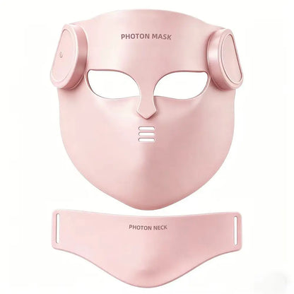 8-Color LED Red Light Therapy Face Mask - Silicone Photon Skincare Mask with Neck Coverage for Wrinkles & Acne