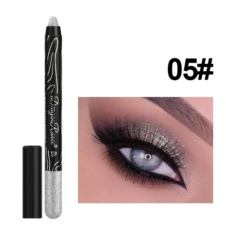 Shiny Pearlescent Highlighter Eyeshadow Pencil – Waterproof Glitter Eyeliner Gel Pen for Long-Lasting Makeup