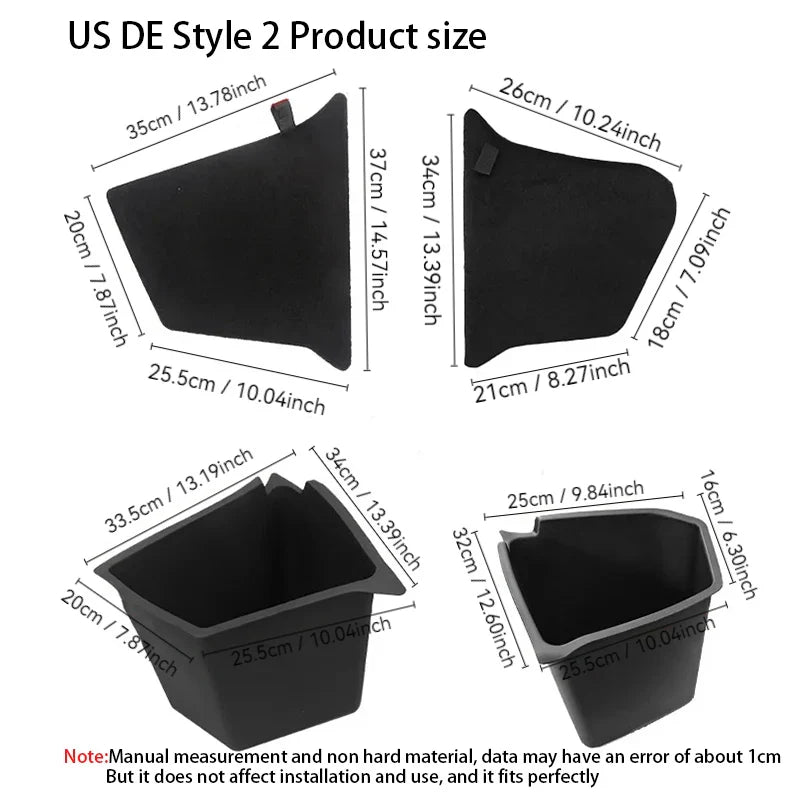 Tesla Model Y Berlin/Austin 2022-2025 Trunk Side Storage Bins – TPE Cargo Organizer with Carpet Lids