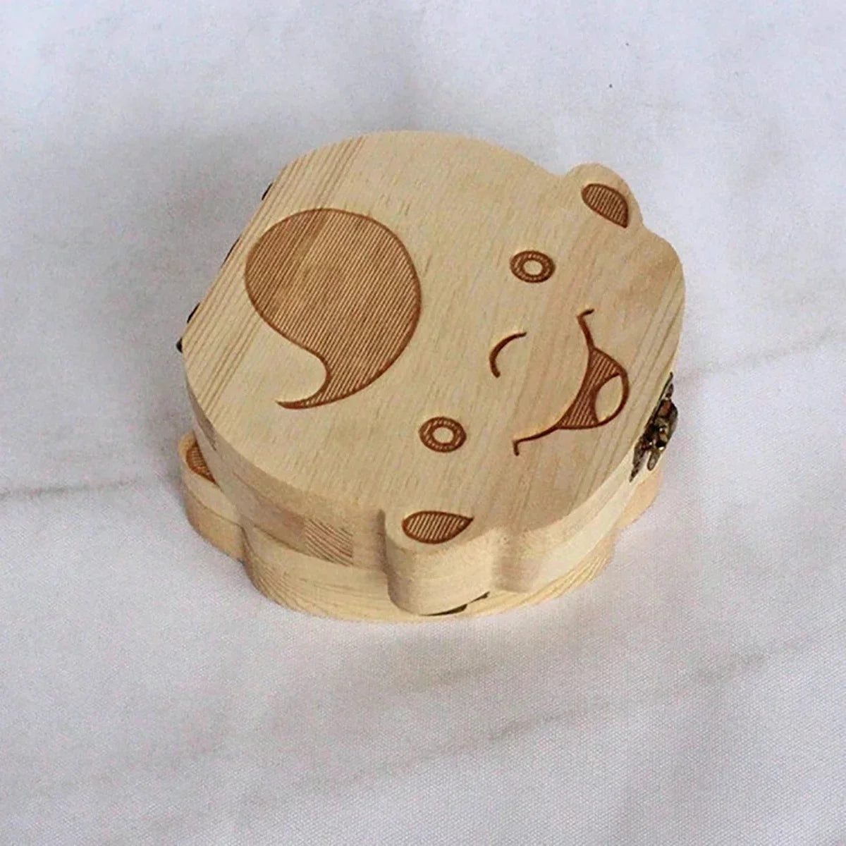Wooden Baby Tooth & Fetal Hair Storage Box – Keepsake Souvenir Box for Baby Teeth and Hair, Tooth Fairy Collection Box