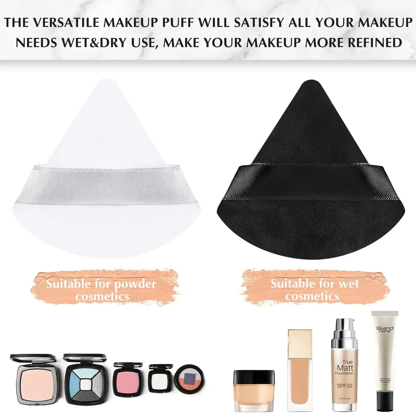 10/20PCS Triangle Velvet Powder Puffs – Mini Face Makeup Sponges, Washable & Lightweight Cosmetic Tools