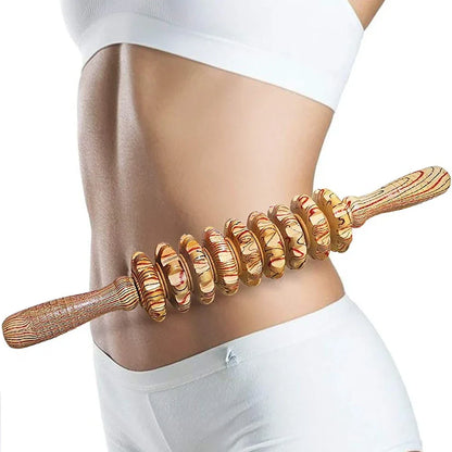 Curved Wooden Cellulite Roller – Body Shaping Massage Tool for Stomach & Lymphatic Drainage Therapy