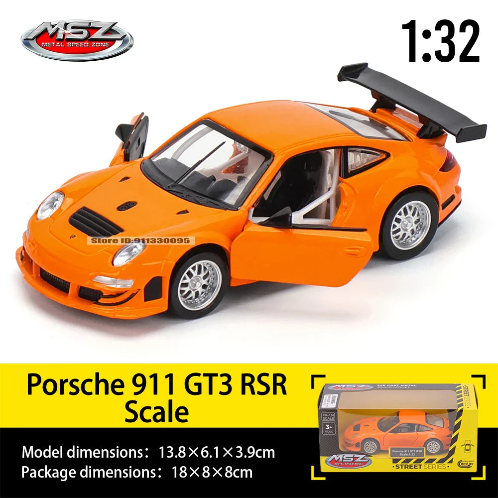 MSZ 1:32 Die-Cast Car Model — Porsche 911 GT3 RS, Audi, BMW & Nissan Alloy Toy Collectible, Decorative Gift for Kids & Adults