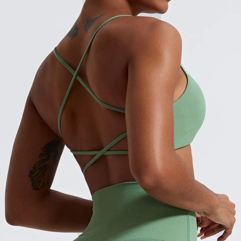 Premium Super Soft Cross Back Sports Bra: High-Quality Gym Top for Women - Ideal for Fitness, Running, and Yoga
