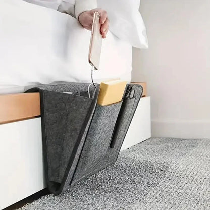 Bedside Hanging Storage Organizer — Phone, Remote, Tissue & Book Holder for Home