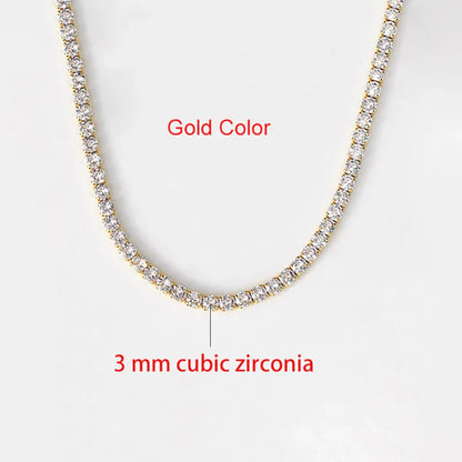 Luxury Iced Out Tennis Chain Choker Necklace – Cubic Zircon Crystal Hip Hop Jewelry for Women OHN016
