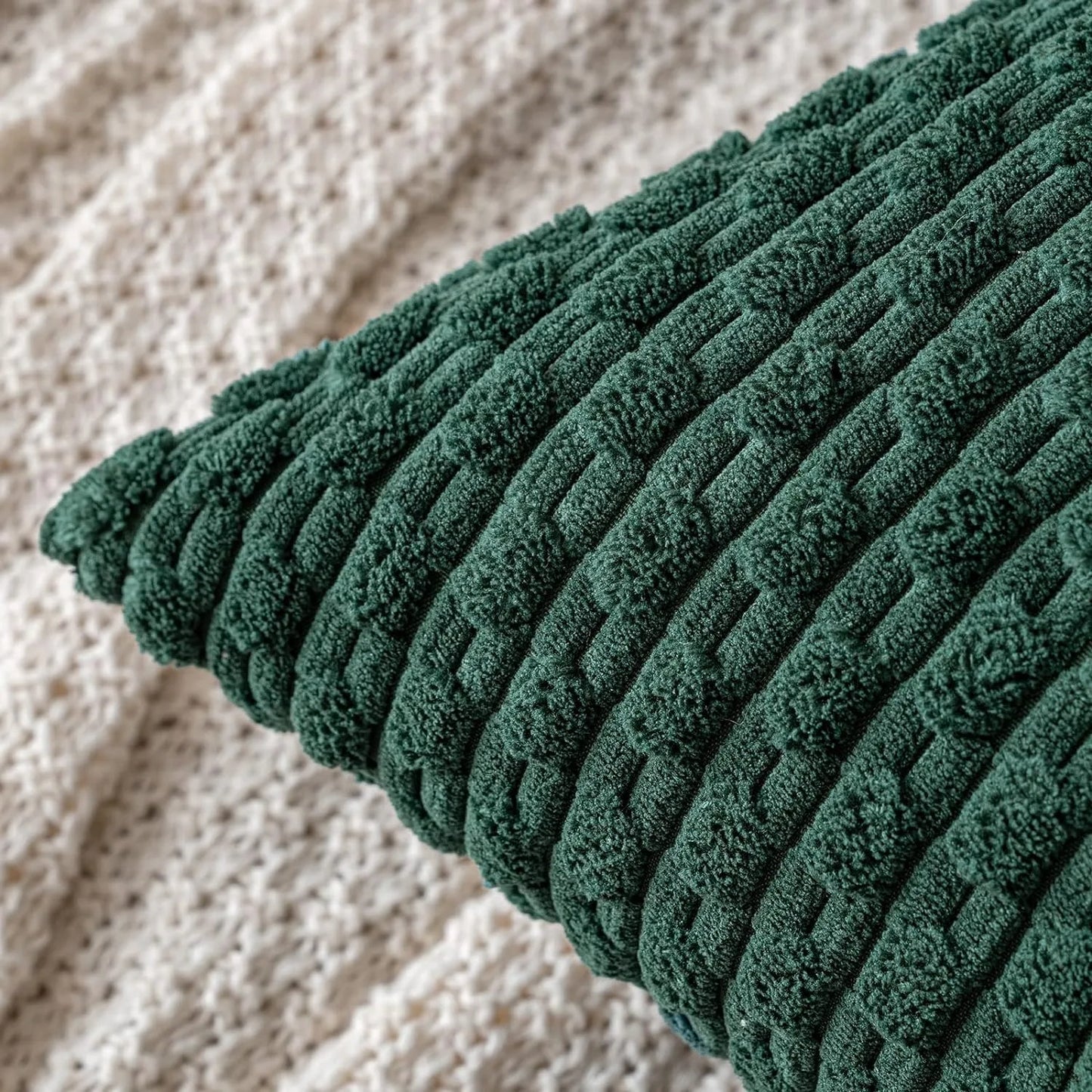 Dark Green Throw Pillow Covers – 16x16 Inch Soft Corduroy Decorative Cushion for Bed, Sofa & Living Room, Boho Home Decor