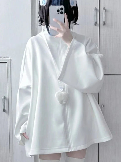 Spring Casual Hoodie – Women’s Loose Y2K Aesthetic Oversized Embroidered Harajuku Zipper Grunge Sweatshirt