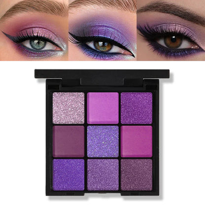 9-Grid Eyeshadow Palette – Glitter, Pearlescent, Matte, Shimmer Long-Lasting Eye Makeup for Women