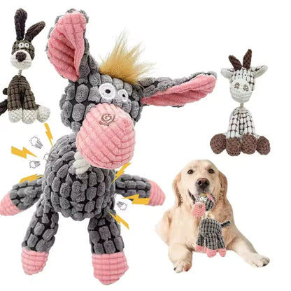 Plush Squeaky Dog Toy - Cute Donkey Teething & Interactive Training Toy for Small Dogs