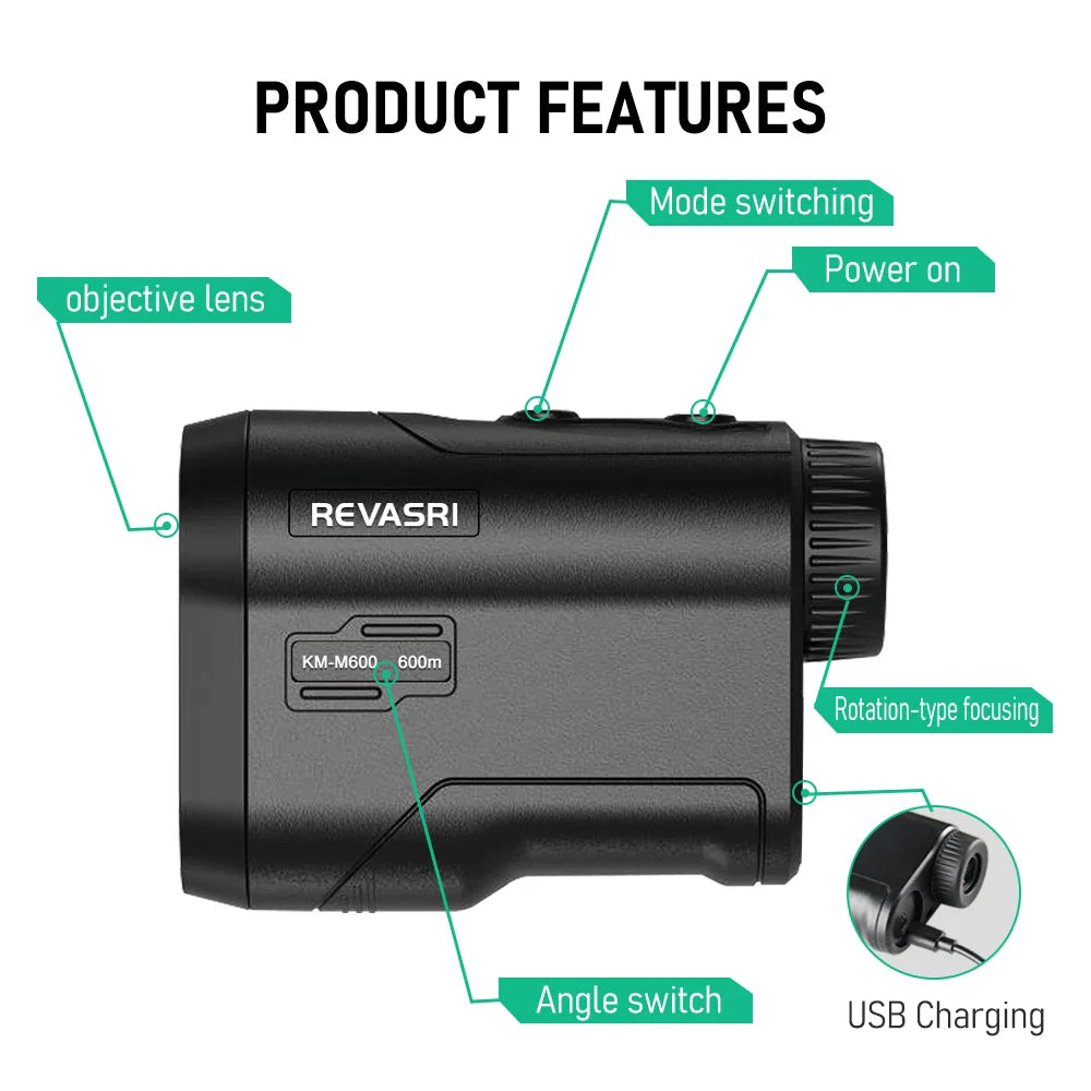REVASRI Golf Laser Rangefinder – 600M Telescope with Flag-Lock, Slope Pin Distance Meter, 1000M Camouflage Hunting Monocular