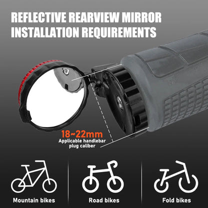 Bicycle Rearview Mirror with Adjustable Rotation - Handlebar LED Warning Light, Rear View Mirrors for MTB & Road Bike Accessories