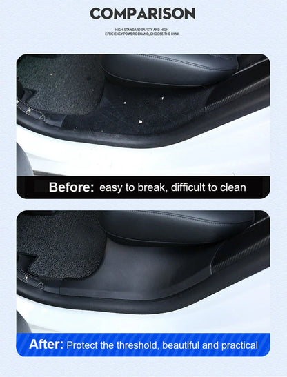 Rear Door Sill Protective Pad for Tesla Model Y – Anti-Kick Threshold Guard Cover Strip, Original Fit Accessories