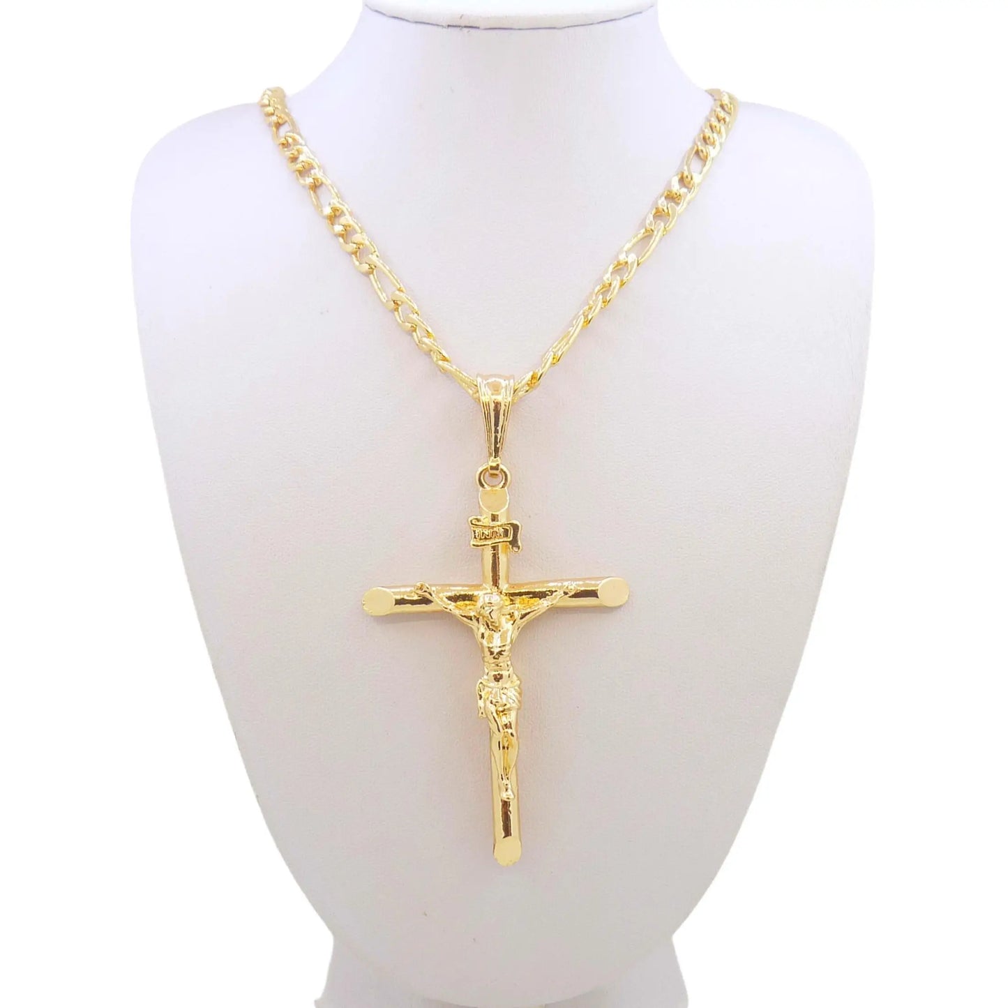 Gold-Plated Chain with Jesus Pendant Cross Necklace – Religious Jewelry for Men & Women