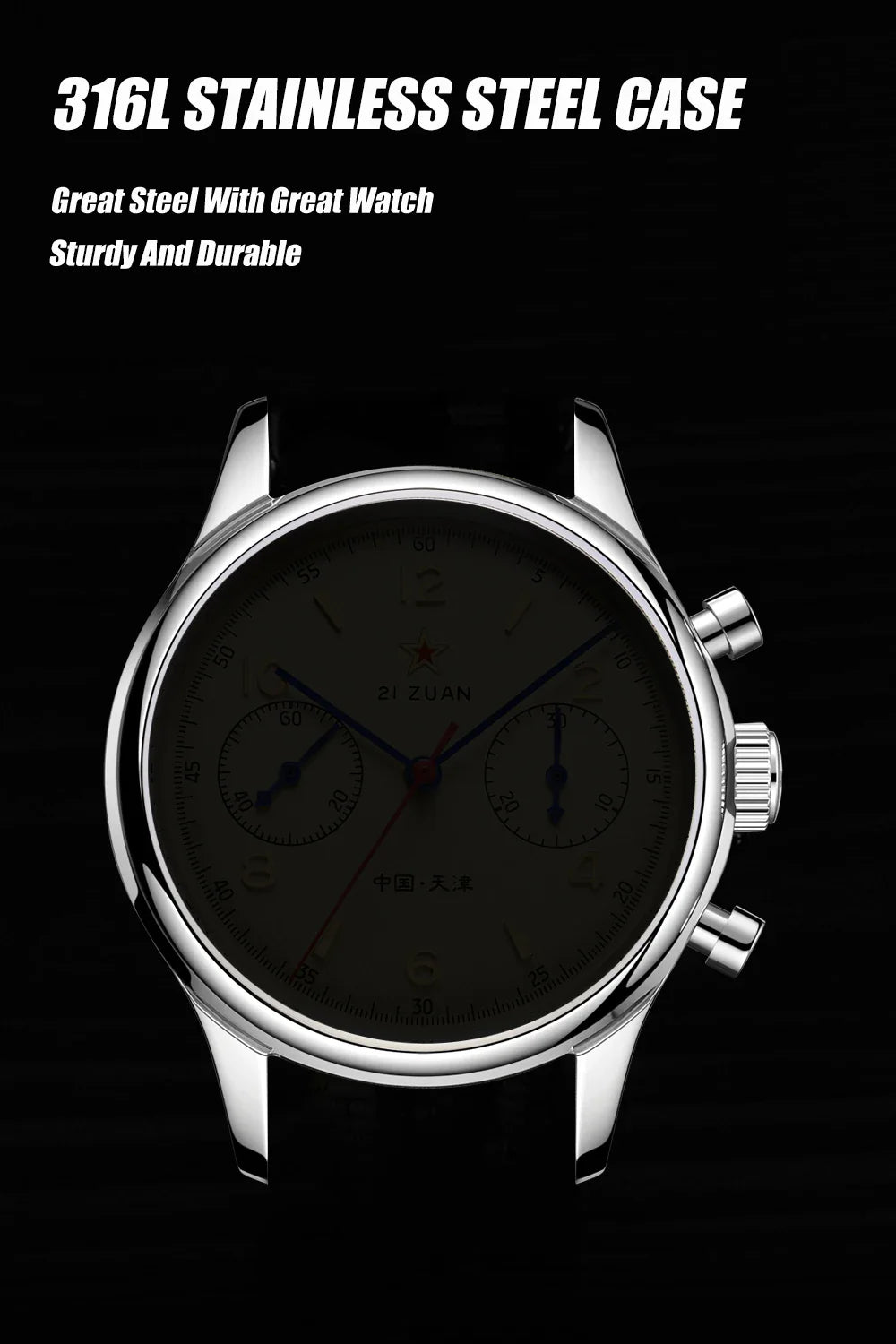 40mm 1963 Pilot Aviation Mechanical Chronograph — Original Seagull ST1901 Movement Men's Sapphire Vintage Watch