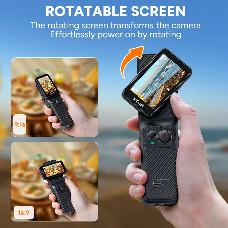SJCAM C400 4K Action Camera – Dual Screen 30FPS, 90° Flip Touch Display, 6-Axis Gyro Stabilization, Long Battery Life Cam