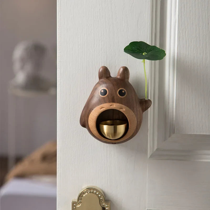 Wooden Wind Chimes with Copper Bells - Totoro Entry Doorbell Pendant, Cute Door Entry Reminder, Home Decor & Housewarming Gift
