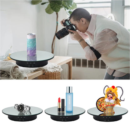 Motorized Rotating Mirror Display Stand - Three Speeds, Turntable Holder, USB Power Supply for Rotating Shooting